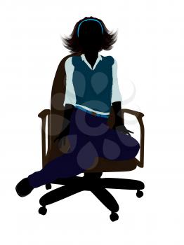 Royalty Free Clipart Image of a Girl in a Chair