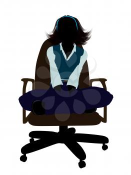 Royalty Free Clipart Image of a Girl in a Chair