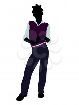 Royalty Free Clipart Image of a Girl in a Vest