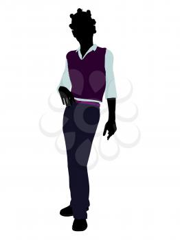 Royalty Free Clipart Image of a Girl in a Vest