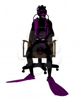 Royalty Free Clipart Image of a Scuba Diver in a Chair