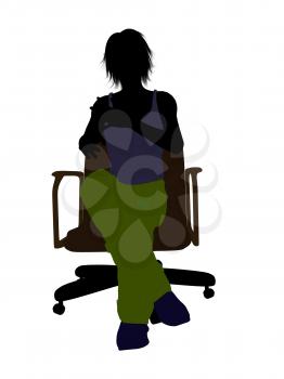 Royalty Free Clipart Image of a Young Person in an Office Chair