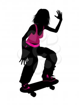 Royalty Free Clipart Image of a Girl Skateboarding