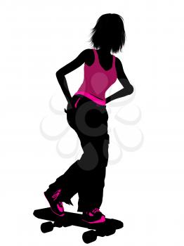 Royalty Free Clipart Image of a Girl Skateboarding