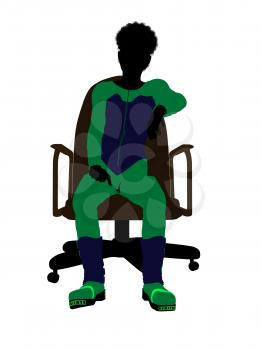 Royalty Free Clipart Image of a Boy Sitting in a Chair