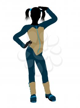 Royalty Free Clipart Image of a Girl in Pigtails