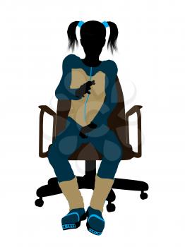 Royalty Free Clipart Image of a Girl in a Chair