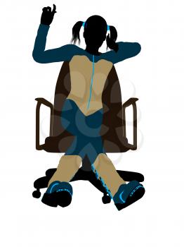 Royalty Free Clipart Image of a Girl in a Chair