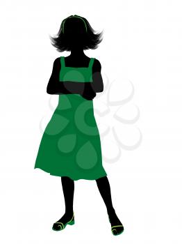 Royalty Free Clipart Image of a Girl in a Green Dress