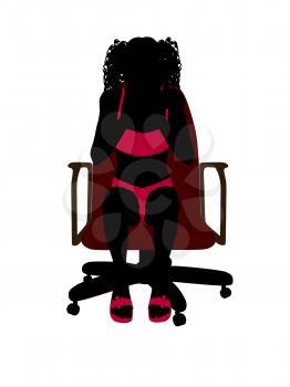 Royalty Free Clipart Image of a Girl in a Bikini Sitting in a Chair