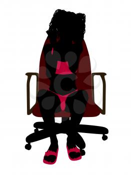 Royalty Free Clipart Image of a Girl in a Bikini Sitting in a Chair