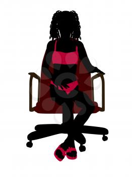 Royalty Free Clipart Image of a Girl in a Bikini Sitting in a Chair