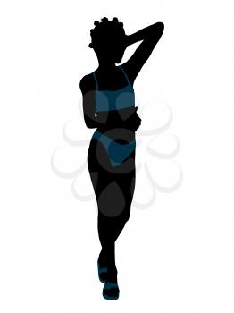 Royalty Free Clipart Image of a Girl in a Blue Bikini