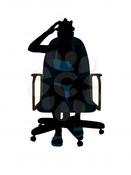 Royalty Free Clipart Image of a Girl in a Bikini Sitting in a Chair