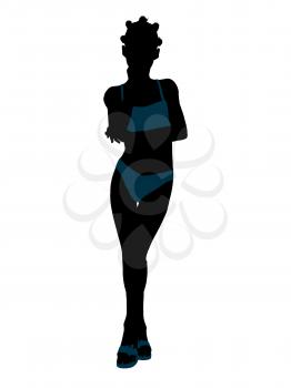 Royalty Free Clipart Image of a Girl in a Blue Bikini