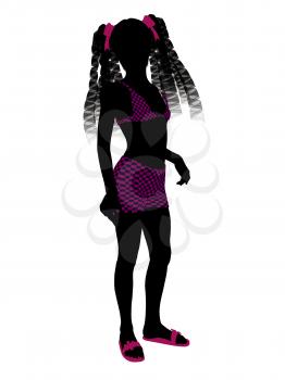 Royalty Free Clipart Image of a Girl in a Bathing Suit