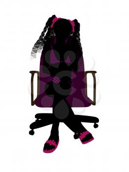 Royalty Free Clipart Image of a Girl in a Chair