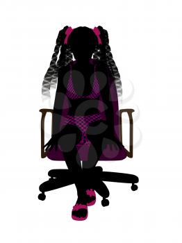 Royalty Free Clipart Image of a Girl in a Chair