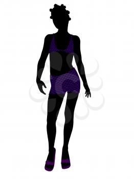 Royalty Free Clipart Image of a Girl in a Purple Suit