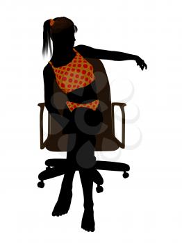 Royalty Free Clipart Image of a Girl in a Swimsuit in a Chair