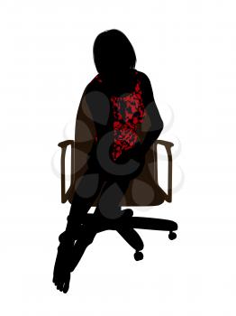 Female in a swimsuit sitting on an office chair illustration silhouette on a white background