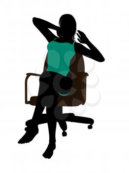 Royalty Free Clipart Image of Woman in a Suit Sitting in a Chair