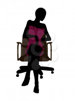 Royalty Free Clipart Image of a Woman in a Bathing Suit Sitting in a Chair