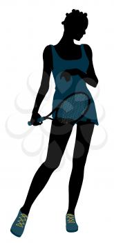 Royalty Free Clipart Image of a Woman With a Tennis Racket