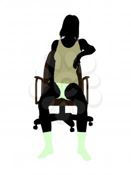 Royalty Free Clipart Image of a Woman Underwear Sitting in a Chair