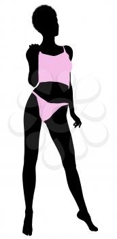 African american lingerie without socks illustration silhouette on a white background