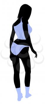 Royalty Free Clipart Image of a Female Silhouette in Her Underwear