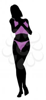 Royalty Free Clipart Image of a Silhouette in Her Underwear