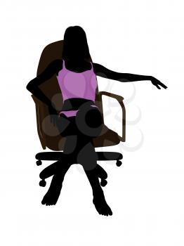 Royalty Free Clipart Image of a Silhouette Sitting in a Chair in Her Underwear