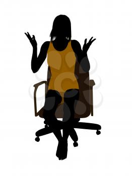 Royalty Free Clipart Image of a Woman in a Chair in Her Underwear