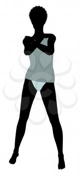 Royalty Free Clipart Image of a Woman in Underwear