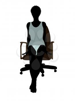 Royalty Free Clipart Image of a Silhouette Woman Sitting in Her Underwear