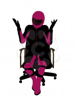 Royalty Free Clipart Image of a Female Biker Sitting in a Chair