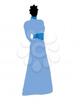 Royalty Free Clipart Image of a Woman in a Blue Dress