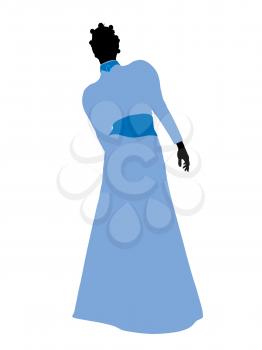 Royalty Free Clipart Image of a Woman in a Blue Dress