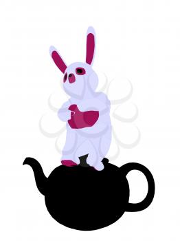 Royalty Free Clipart Image of a Rabbit in a Teapot