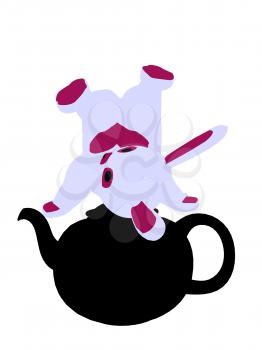 Royalty Free Clipart Image of a Rabbit in a Teapot