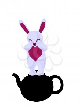 Royalty Free Clipart Image of a Rabbit in a Teapot