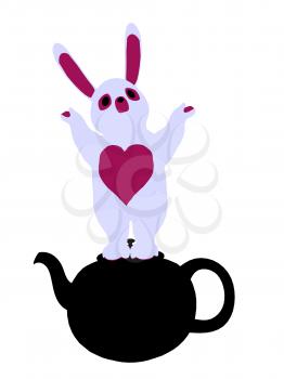 Royalty Free Clipart Image of a Rabbit in a Teapot