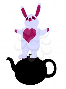 Royalty Free Clipart Image of a Rabbit in a Teapot