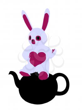 Royalty Free Clipart Image of a Rabbit in a Teapot