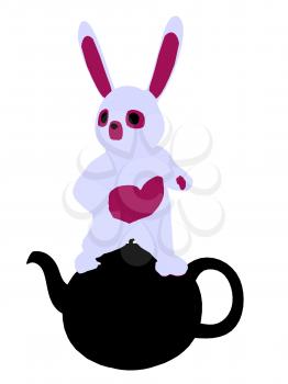 Royalty Free Clipart Image of a Rabbit in a Teapot