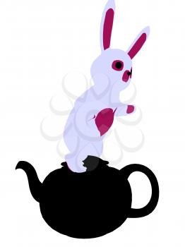 Royalty Free Clipart Image of a Rabbit in a Teapot