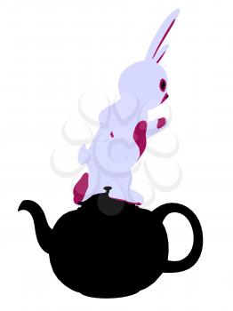 Royalty Free Clipart Image of a Rabbit in a Teapot