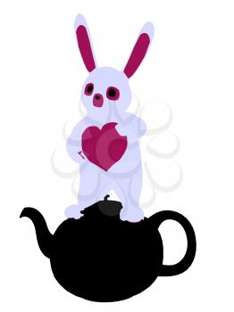 Royalty Free Clipart Image of a Rabbit in a Teapot