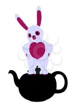 Royalty Free Clipart Image of a Rabbit in a Teapot